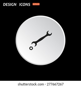 The white circle on a black background. black wrench. icon. vector design