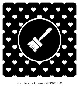 White circle on a black background with hearts.