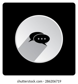 The white circle on a black background.Chat, messages.