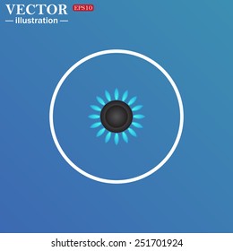White circle on a blue background. gas burner gas stove.