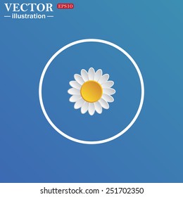 White circle on a blue background. daisy,vector illustration, EPS 10