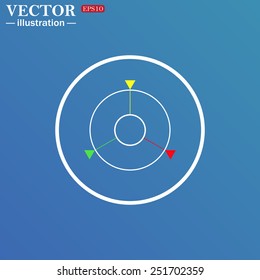 White circle on a blue background. GPS navigation,  vector illustration, EPS 10
