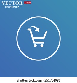 White circle on a blue background. put in shopping cart , vector illustration, EPS 10