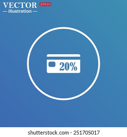 White circle on a blue background. Discount label, vector illustration, EPS 10