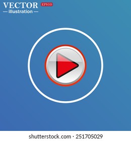 White circle on a blue background. play, vector, EPS 10