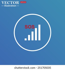 White circle on a blue background. no signal, poor signal strength, signal strength indicator, vector illustration, EPS 10