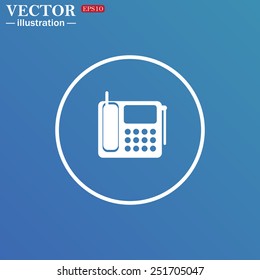 White circle on a blue background. phone, vector illustration, EPS 10