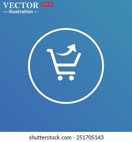 White circle on a blue background. remove from the shopping cart, vector illustration, EPS 10