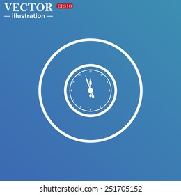 White circle on a blue background. mechanical clock. Vector illustration, EPS 10 