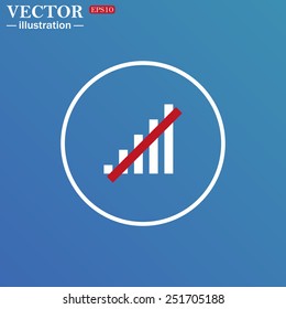 White circle on a blue background. no signal, poor signal strength, signal strength indicator, vector illustration, EPS 10