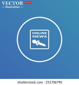 White circle on a blue background. of online news, vector illustration, EPS 10 