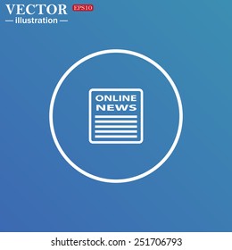 White circle on a blue background. of online news, vector illustration, EPS 10 