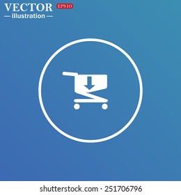 White circle on a blue background. put in shopping cart , vector illustration, EPS 10