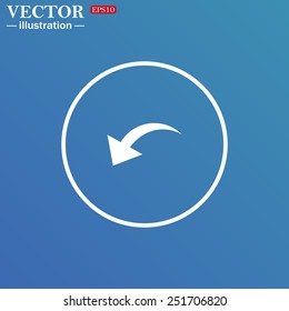 White circle on a blue background. arrow indicates the direction, vector illustration, EPS 10