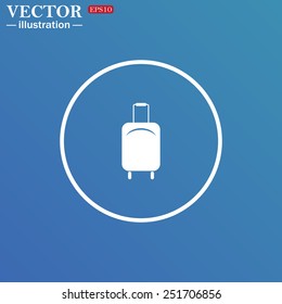 White circle on a blue background. Baggage icon. Vector illustration, EPS 10