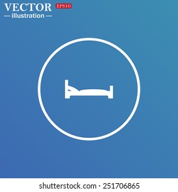 White circle on a blue background. bed.  Vector illustration EPS 10