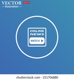 White circle on a blue background. of online news, vector illustration, EPS 10 