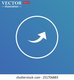 White circle on a blue background. arrow indicates the direction, vector illustration, EPS 10