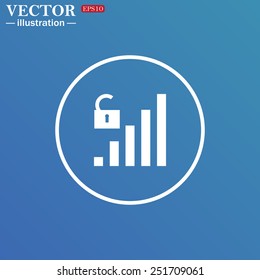 White circle on a blue background. signal strength indicator, open access , vector illustration, EPS 10