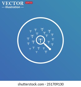 White circle on a blue background. Search wi-fi network , vector illustration, EPS 10