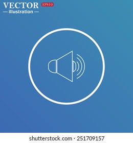 White circle on a blue background. Sound on, vector illustration, EPS 10