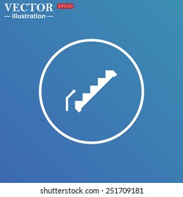 White circle on a blue background. staircase, vector illustration, EPS 10