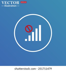 White circle on a blue background. no signal, poor signal strength, signal strength indicator, vector illustration, EPS 10