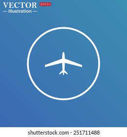 White circle on a blue background. plane, vector, EPS 10