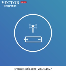 White circle on a blue background. power management through a wi-fi network, vector, EPS 10