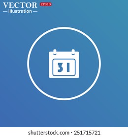 White circle on a blue background. Calendar, vector illustration, EPS 10