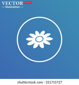 White circle on a blue background. daisy,vector illustration, EPS 10