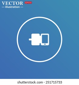 White circle on a blue background. Case for phone , vector illustration, EPS 10