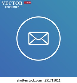 White circle on a blue background. envelope lette , vector illustration, EPS 10