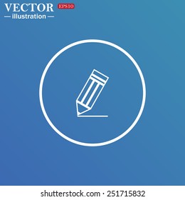 White circle on a blue background. black pencil, vector, EPS 10
