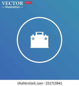 White circle on a blue background. car battery, vector illustration, EPS 10
