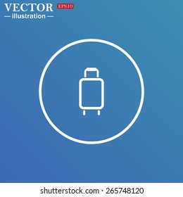 White circle on a blue background.  Baggage icon. Vector illustration, EPS 10