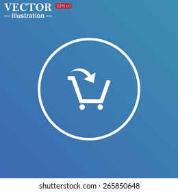 White circle on a blue background.  put in shopping cart , vector illustration, EPS 10
