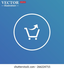 White circle on a blue background.  remove from the shopping cart, vector illustration, EPS 10