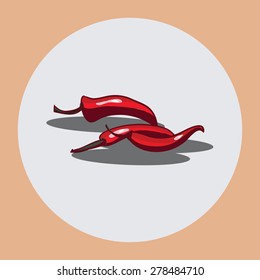 The white circle on a cream background depicts the bitter red pepper. Vector illustration