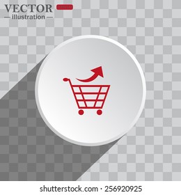 White circle on a gray background with shadow. icon,    remove from the shopping cart, vector illustration, EPS 10