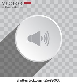 White circle on a gray background with shadow. icon,    Sound on, vector illustration, EPS 10