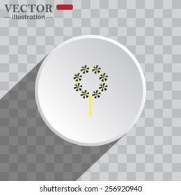 White circle on a gray background with shadow. icon,    Children's toy wind mill, turntables, pinwheel wind vane, vector illustration, EPS 10