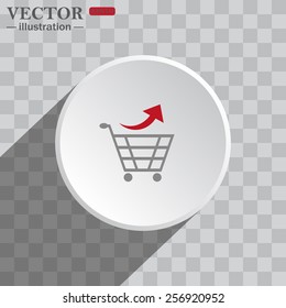 White circle on a gray background with shadow. icon,    remove from the shopping cart, vector illustration, EPS 10