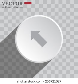 White circle on a gray background with shadow. icon,     arrow indicates the direction, vector illustration, EPS 10
