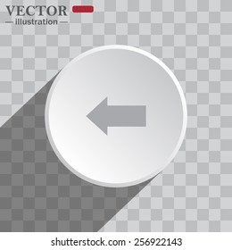 White circle on a gray background with shadow. icon,   arrow indicates the direction, vector illustration, EPS 10