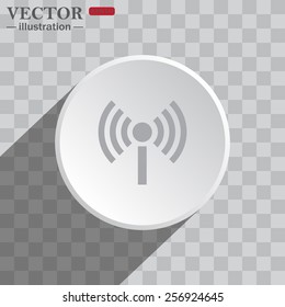 White circle on a gray background with shadow. icon,   The wireless network , vector illustration, EPS 10