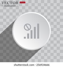 White circle on a gray background with shadow. icon,   no signal, poor signal strength, signal strength indicator, vector illustration, EPS 10