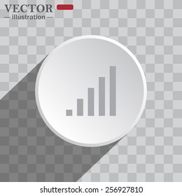 White circle on a gray background with shadow. icon,   signal strength indicator, vector illustration, EPS 10