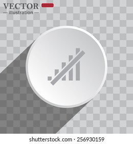 White circle on a gray background with shadow. icon,   no signal, poor signal strength, signal strength indicator, vector illustration, EPS 10