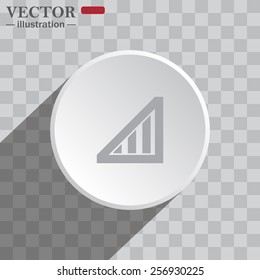 White circle on a gray background with shadow. icon,   no signal, poor signal strength, signal strength indicator, vector illustration, EPS 10